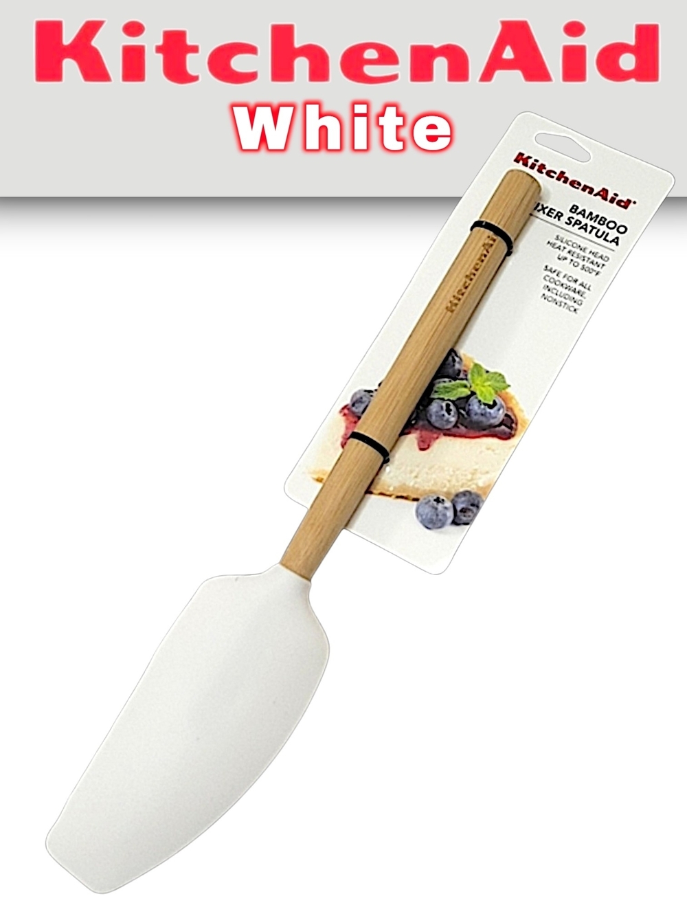 KitchenAid Bamboo Spatula with White Silicone Head